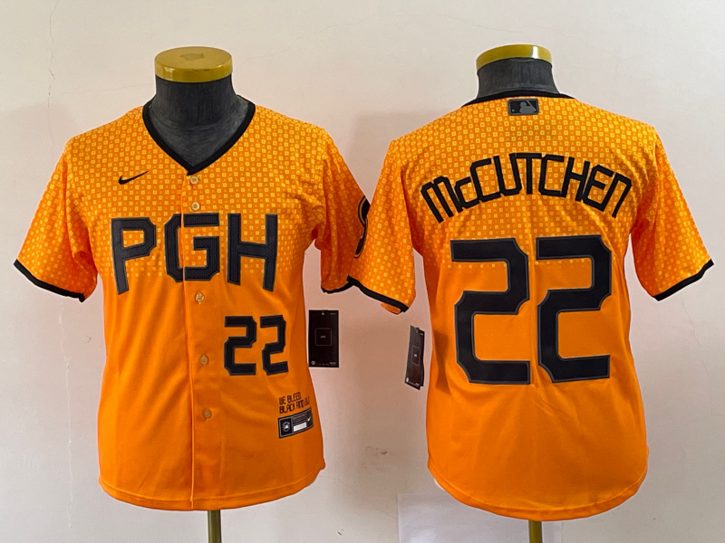 Youth Pittsburgh Pirates 22 Andrew McCutchen Number Yellow 2023 City