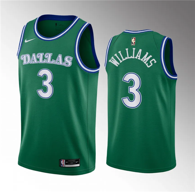 Men's Dallas Mavericks 3 Grant Williams Green Classic Edition Stitched Basketball Jersey on