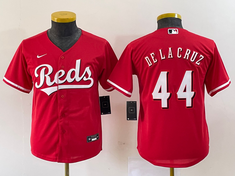 Youth Cincinnati Reds 44 Elly De La Cruz Red Cool Base Stitched