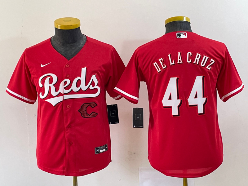 Youth Cincinnati Reds 44 Elly De La Cruz Red Cool Base Stitched