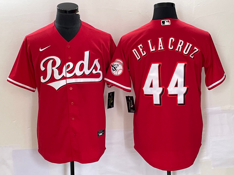 Men's Cincinnati Reds 44 Elly De La Cruz Red With Patch Cool Base