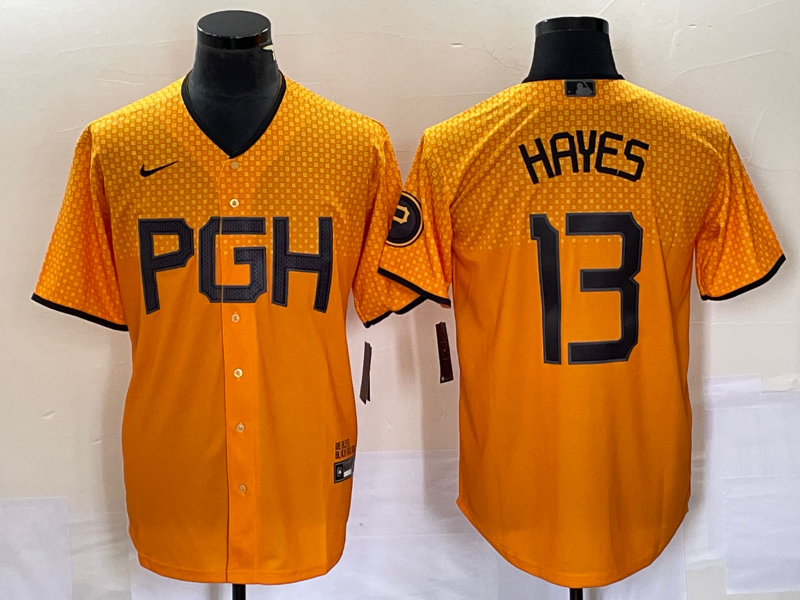 Men's Pittsburgh Pirates 13 KeBryan Hayes Gold 2023 City Connect