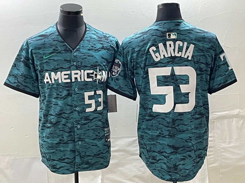 Men's Texas Rangers 53 Adolis Garcia Number Teal 2023 All Star Stitched Baseball Jersey on sale