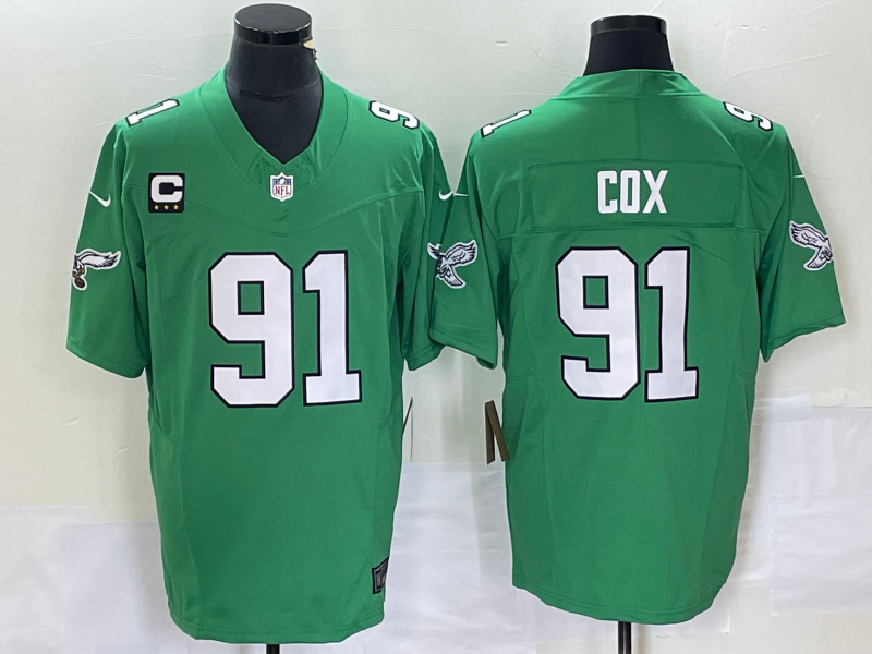Men's Philadelphia Eagles 91 Fletcher Cox Green 2023 FUSE Vapor