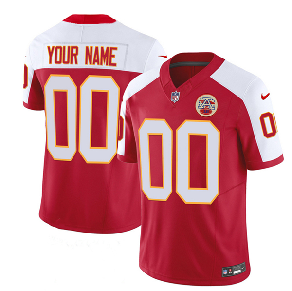 Custom Kansas City Chiefs Jersey Men's Red Number Limited Red Vapor Untouchable Team Big Logo