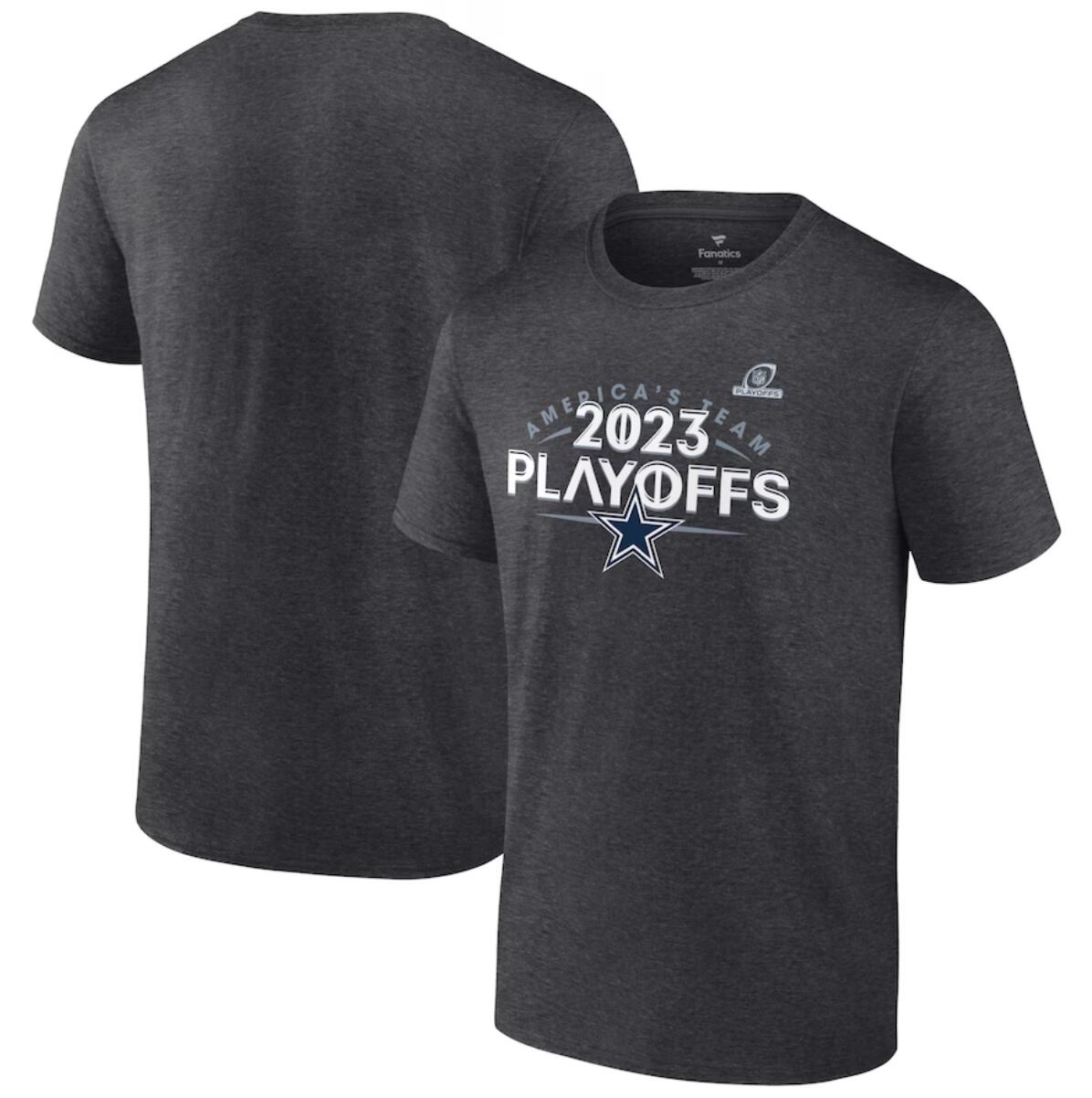 Men's Dallas Cowboys Heather Charcoal 2023 Playoffs TShirt on sale,for