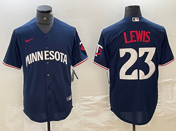 Men's Minnesota Twins #23 Royce Lewis Navy Cool Base Stitched Baseball Jersey
