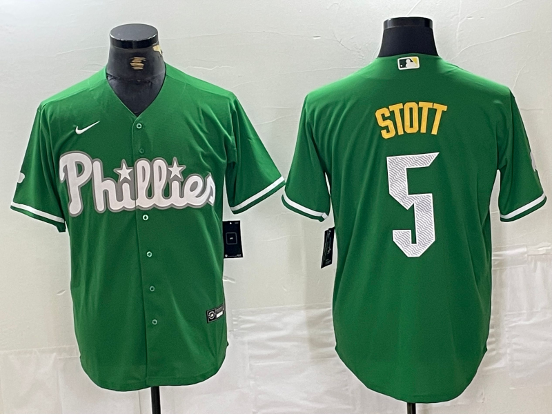 Men's Philadelphia Phillies 5 Bryson Stott Green 2024 City Connect