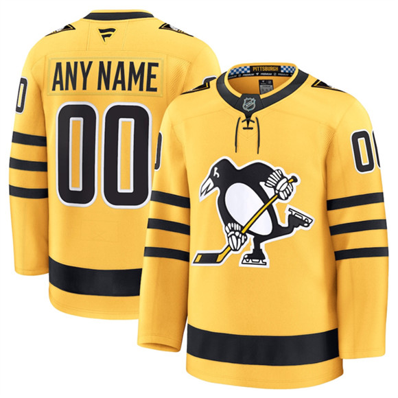 Men's Pittsburgh Penguins Active Player Custom Gold 2025 Alternate Stitched Hockey Jersey