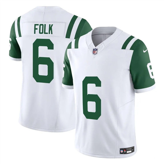 Men's New York Jets #6 Nick Folk White 2025 F.U.S.E. Classic Alternate Vapor Untouchable Limited Football Stitched Jersey
