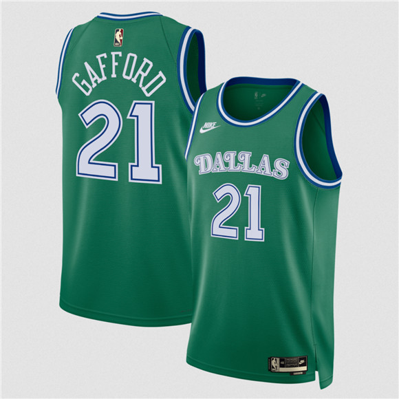 Men's Dallas Mavericks #21 Daniel Gafford Green 2025 Classic Edition Stitched Basketball Jersey