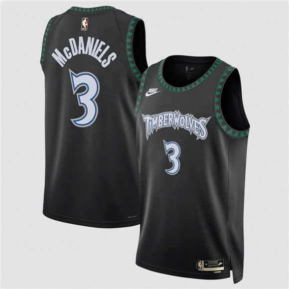 Men's Minnesota Timberwolves #3 Jaden McDaniels Black 2025 Classic Edition Stitched Jersey