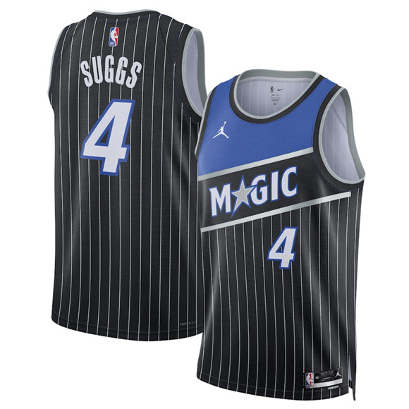 Men's Orlando Magic #4 Jalen Suggs Black 2025 Statement Edition Stitched Basketball Basketball Jersey