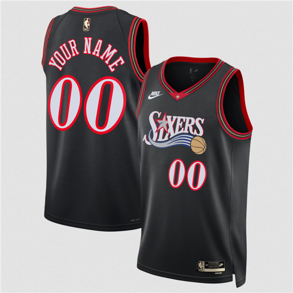 Men's Philadelphia 76ers Active Player Custom Black 2025 Classic Edition Stitched Jersey