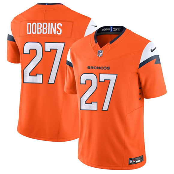 Men's Denver Broncos #27 J.K. Dobbins Orange 2025 F.U.S.E. Vapor Limited Football Stitched Jersey