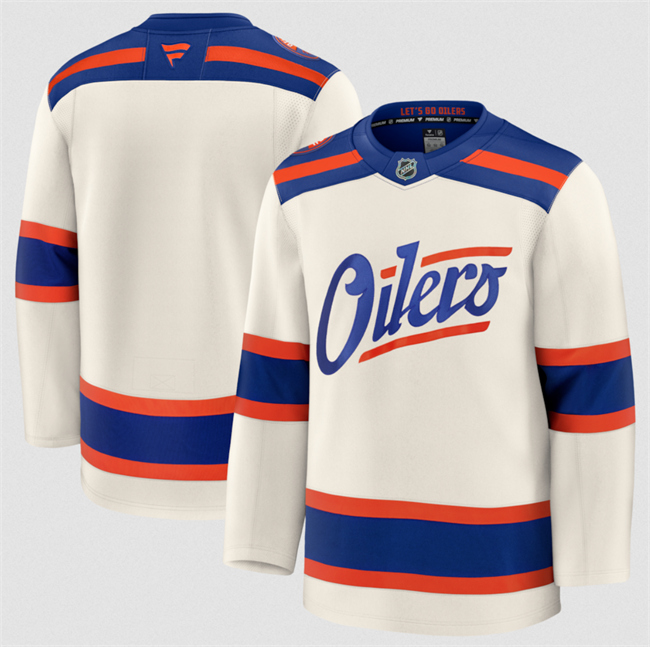 Men's Edmonton Oilers Blank Light Beige Alternate Stitched Hockey Jersey