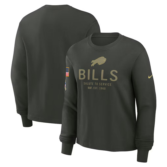 Men's Buffalo Bills Dark Green 2025 Salute to Service Sideline Dri-FIT Long Sleeve T-Shirt