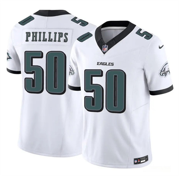 Men's Philadelphia Eagles #50 Jaelan Phillips White 2025 F.U.S.E. Vapor Untouchable Limited Football Stitched Jersey