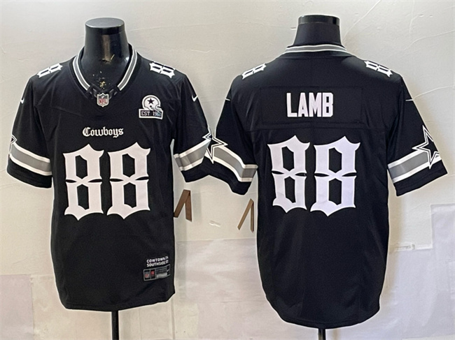 Men's Dallas Cowboys #88 CeeDee Lamb Black 2025 F.U.S.E. 'Gothic Lone Star Edition' With Established In 1960 Patch Vapor Limited Stitched Football Jersey