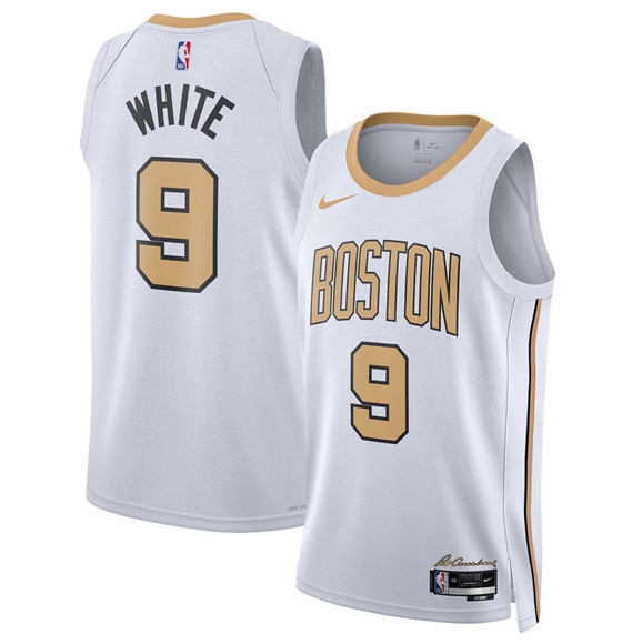 Men's Boston Celtics #9 Derrick White White 2025-26 City Edition Swingman Stitched Basketball Jersey