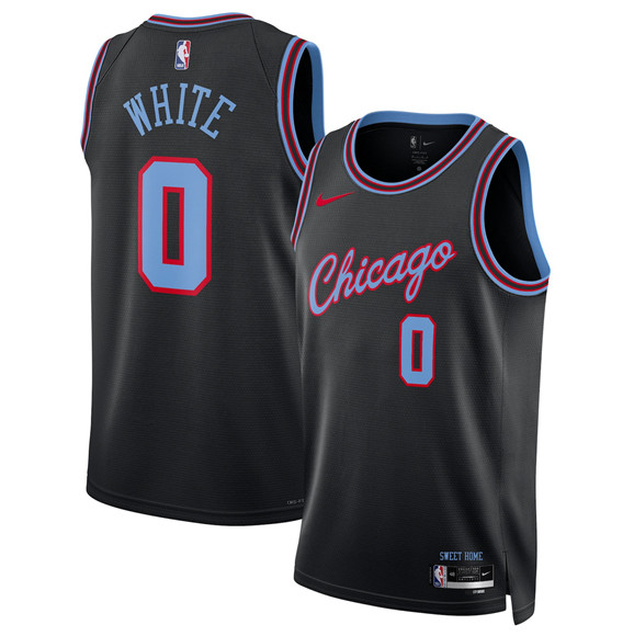 Men's Chicago Bulls #0 Coby White Black 2025-26 City Edition Swingman Stitched Basketball Jersey