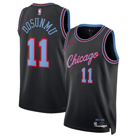 Men's Chicago Bulls #11 Ayo Dosunmu Black 2025-26 City Edition Swingman Stitched Basketball Jersey