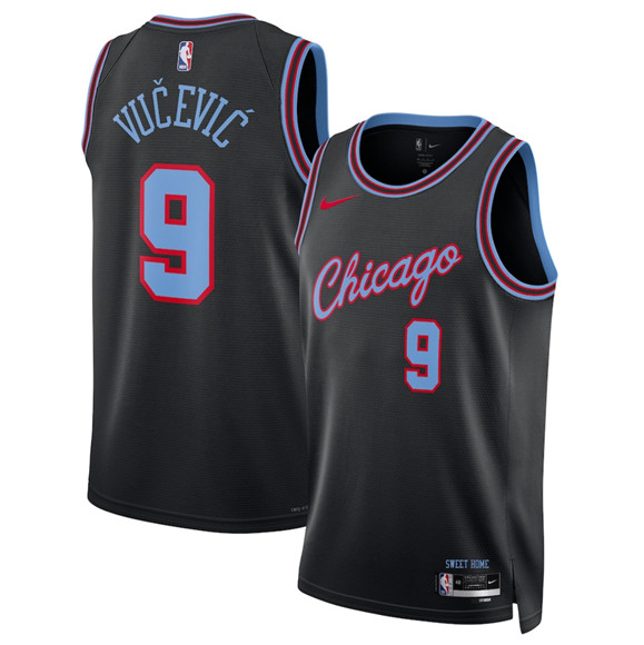 Men's Chicago Bulls #9 Nikola Vu?evi? Black 2025-26 City Edition Swingman Stitched Basketball Jersey