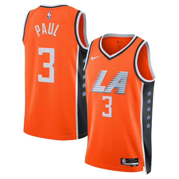 Men's Los Angeles Clippers #3 Chris Paul Orange 2025-26 City Edition Swingman Stitched Jersey