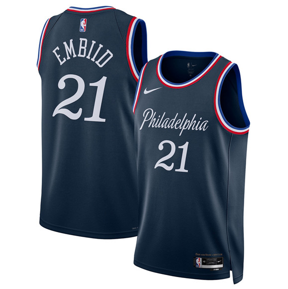 Men's Philadelphia 76ers #21 Joel Embiid Navy 2025-26 City Edition Swingman Stitched Jersey