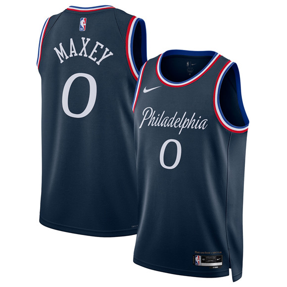 Men's Philadelphia 76ers #0 Tyrese Maxey Navy 2025-26 City Edition Swingman Stitched Jersey