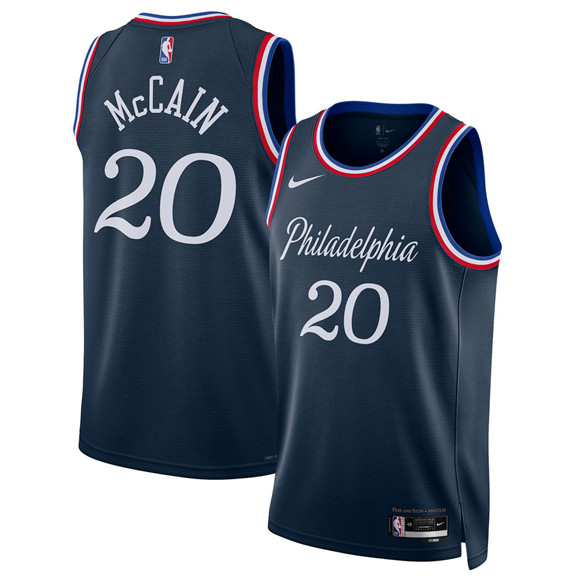 Men's Philadelphia 76ers #20 Jared McCain Navy 2025-26 City Edition Swingman Stitched Jersey