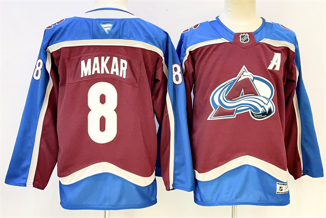 Men's Colorado Avalanche #8 Cale Makar Burgundy 2024-25 With A Patch Stitched Jersey
