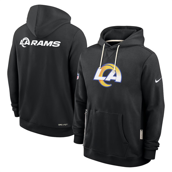 Men's Los Angeles Rams Black Sideline Standard Issue Initial Home Dri-FIT Pullover Hoodie
