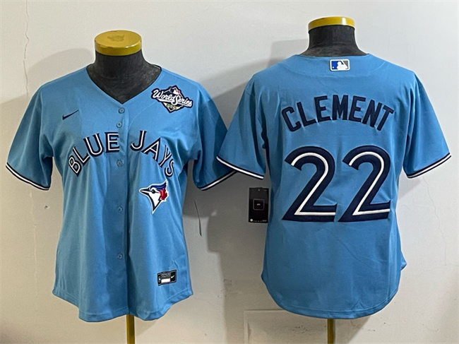 Women's Toronto Blue Jays #22 Ernie Clement Blue 2025 World Series Cool Base Stitched Baseball Jersey(Run Small)