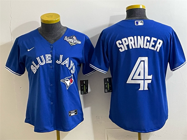 Women's Toronto Blue Jays #4 George Springer Royal 2025 World Series Cool Base Stitched Baseball Jersey(Run Small)