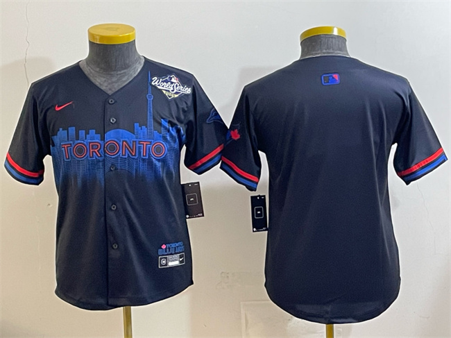 Youth Toronto Blue Jays Blank Navy 2025 World Series City Connect Limited Stitched Baseball Jersey