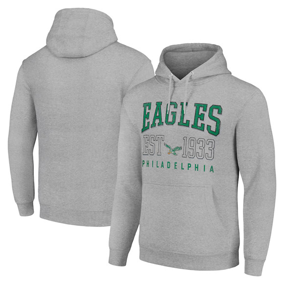 Men's Philadelphia Eagles Gray Throwback Logo Pullover Hoodie