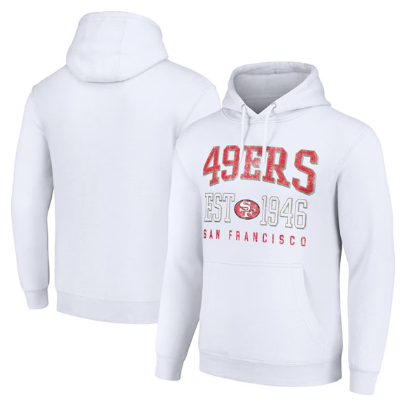 Men's San Francisco 49ers White Throwback Logo Pullover Hoodie