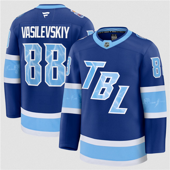 Men's Tampa Bay Lightning #88 Andrei Vasilevskiy Blue 2026 Stadium Series Stitched Jersey