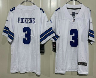 Youth Dallas Cowboys #3 George Pickens Limited White Vapor Jersey