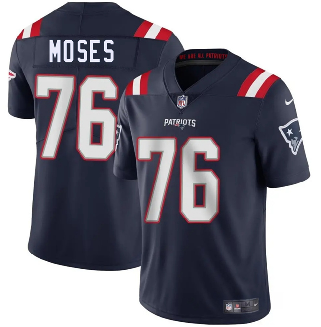 Men's New England Patriots #76 Morgan Moses Navy 2025 Vapor Limited Football Stitched Jersey