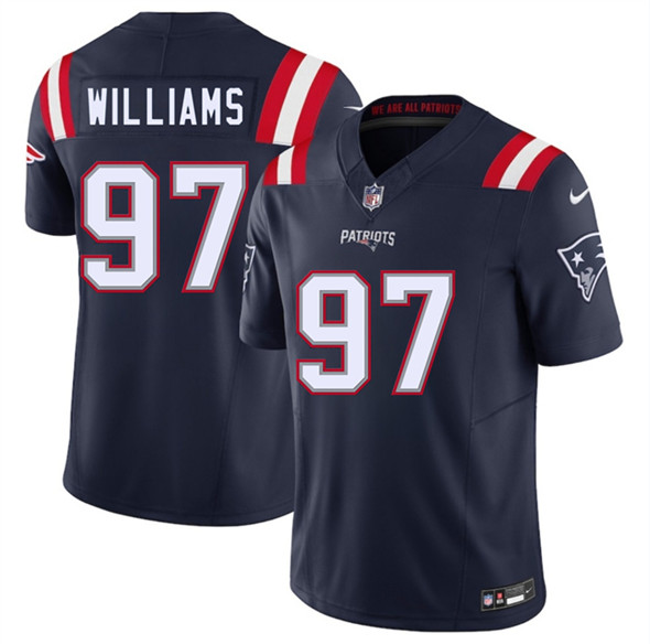 Men's New England Patriots #97 Milton Williams Navy 2025 F.U.S.E. Vapor Limited Football Stitched Jersey