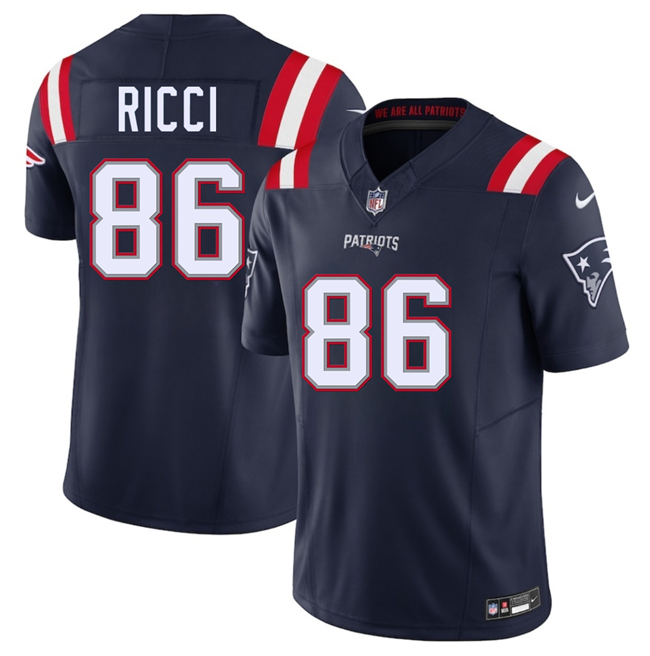 Men's New England Patriots #86 Giovanni Ricci Navy 2025 F.U.S.E. Vapor Limited Football Stitched Jersey