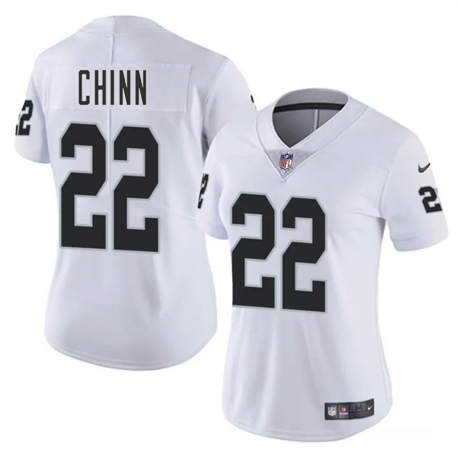 Women's Las Vegas Raiders #22 Jeremy Chinn White 2025 Vapor Football Stitched Jersey(Run Small)