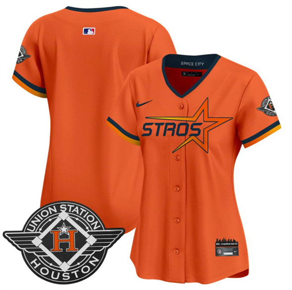 Women's Houston Astros Blank Orange 2025 City Connect Limited Stitched Baseball Jersey(Run Small)
