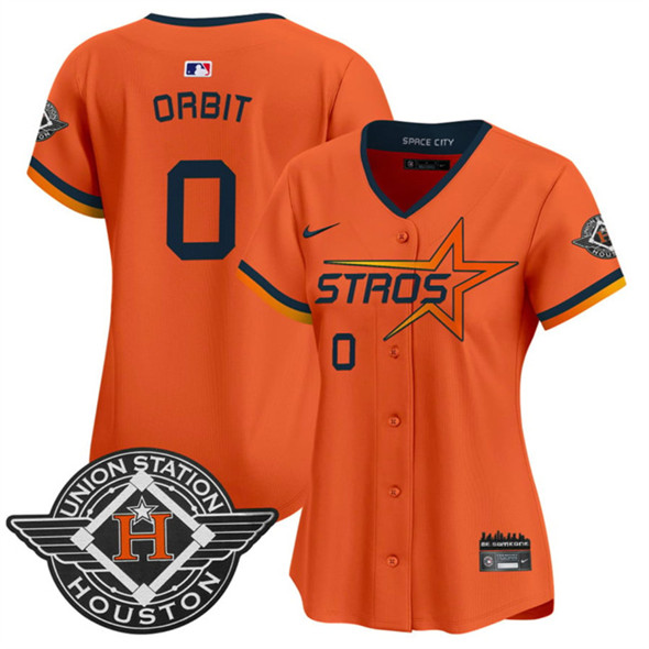 Women's Houston Astros #0 Orbit Orange 2025 City Connect Limited Stitched Baseball Jersey(Run Small)