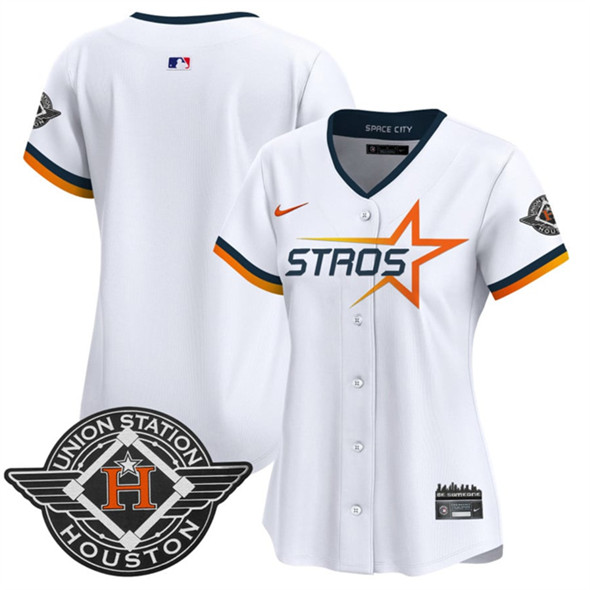 Women's Houston Astros Blank White 2025 City Connect Limited Stitched Baseball Jersey(Run Small)