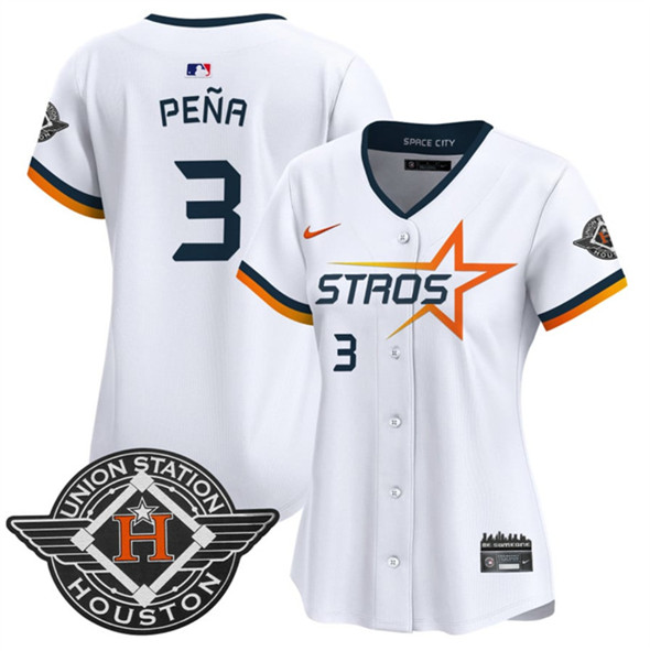 Women's Houston Astros #3 Jeremy Pena White 2025 City Connect Limited Stitched Baseball Jersey(Run Small)