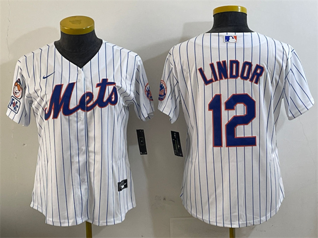 Women's New York Mets #12 Francisco Lindor White 2025 Spring Training Cool Base Stitched Baseball Jersey(Run Small)