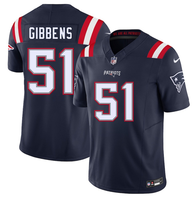 Men's New England Patriots #51 Jack Gibbens Navy 2025 F.U.S.E. Vapor Limited Football Stitched Jersey